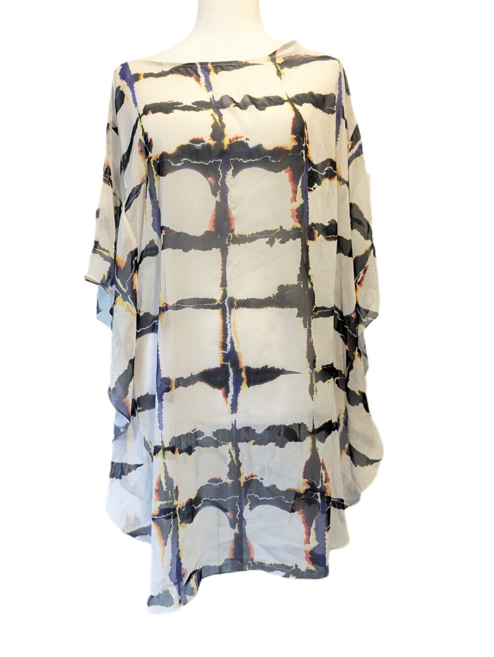 Lenny Niemeyer Sheer Silk Blend Coverup Minidress Abstract Shibori Pattern -L-